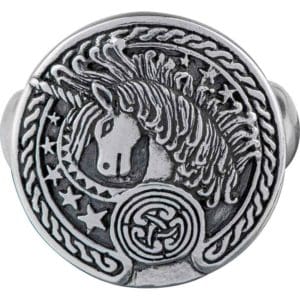 Engraved Celtic Unicorn Silver Ring