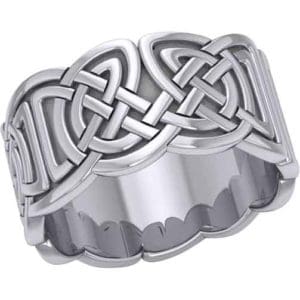 White Bronze Wide Celtic Knot Band