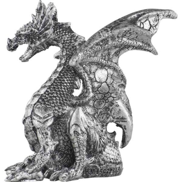 Small Seated Silver Dragon Statue