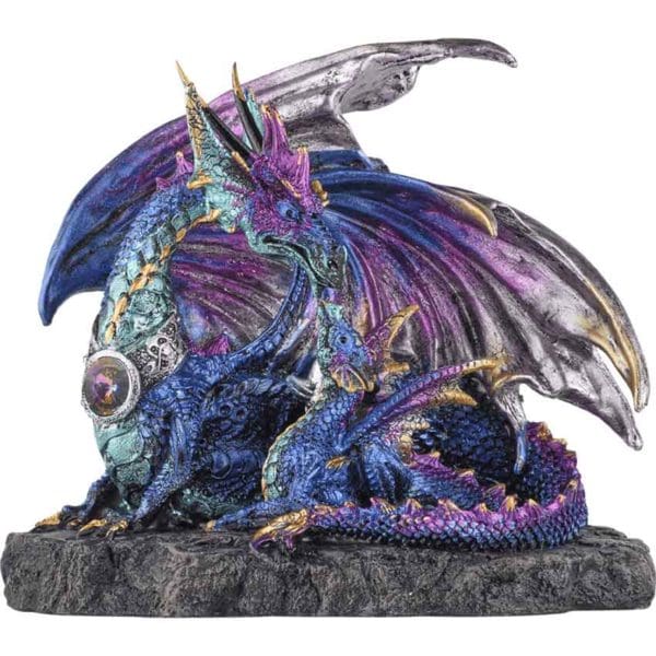 Blue Gem Dragon and Hatchling Statue