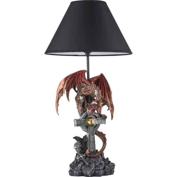 Red Dragon on Cross Table Lamp