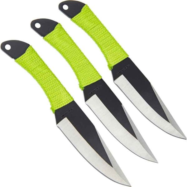 3 Piece Biohazard Cord Wrapped Drop Point Throwing Knives
