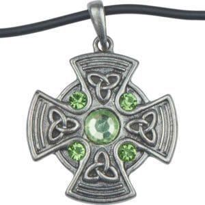 Green Gem Celtic Shield Necklace