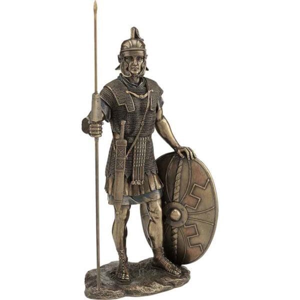 Roman Warrior with Spear and Shield Statue