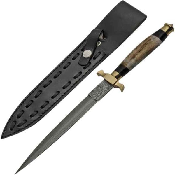 Antler Hilt Layered-Steel Dagger