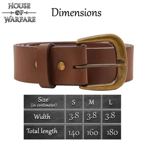 Knights Simple Medieval Leather Belt - Brown