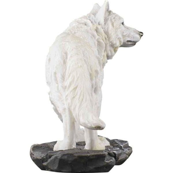 Curious Snow Wolf Statue