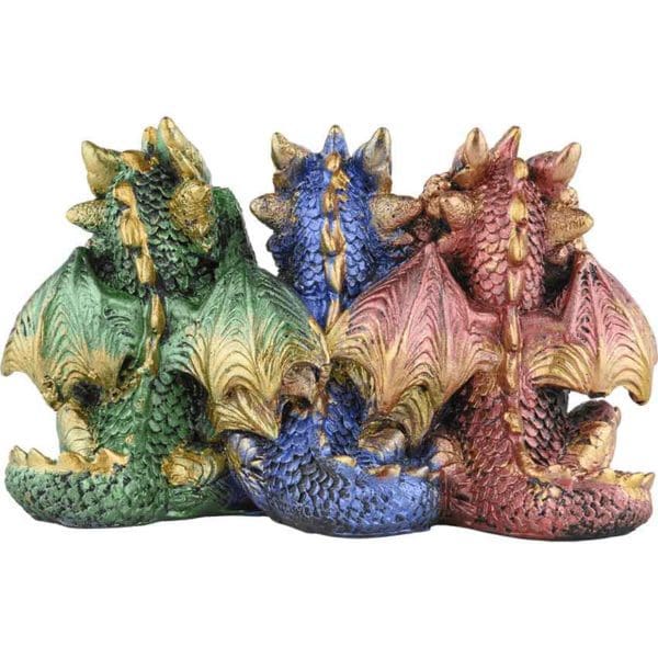 No Evil Dragon Trio Statue