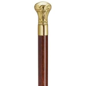 Brown and Brass Knob Walking Stick