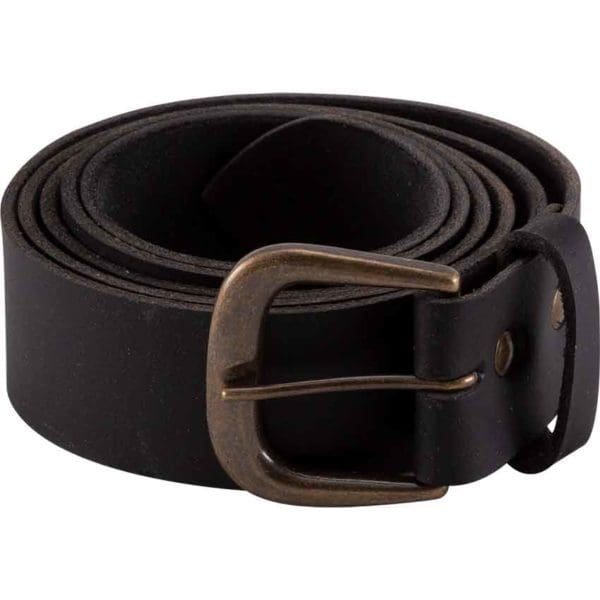 Double Studded Medieval Leather Belt - Black
