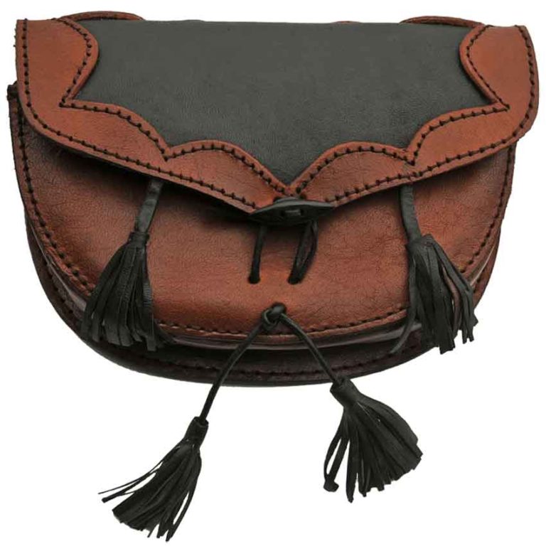 Leather Belt Bag with Black Tassels