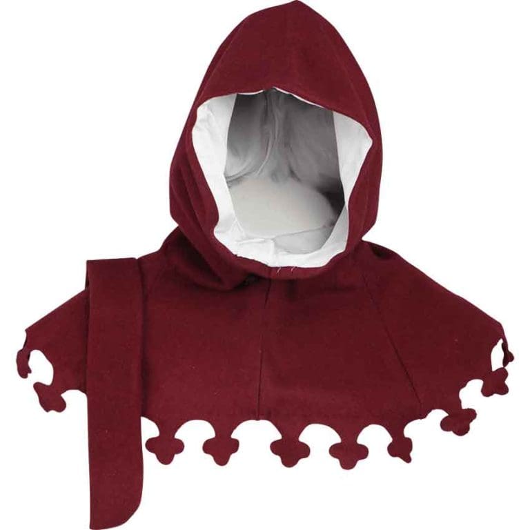 Wool Medieval Liripipe Hood - Maroon