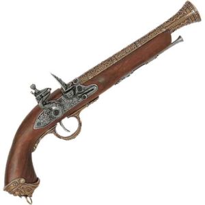 18th Century Italian Flintlock Pistol Brass