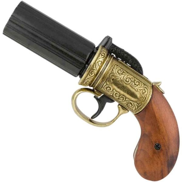 Brass Finish British 1840 Pepper-Box Revolver