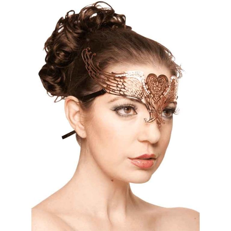 Rose Gold Winged Heart Masquerade Mask