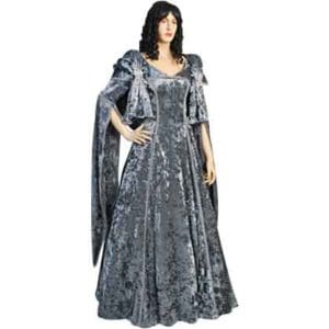 Crushed Velvet Renaissance Dress - Gray