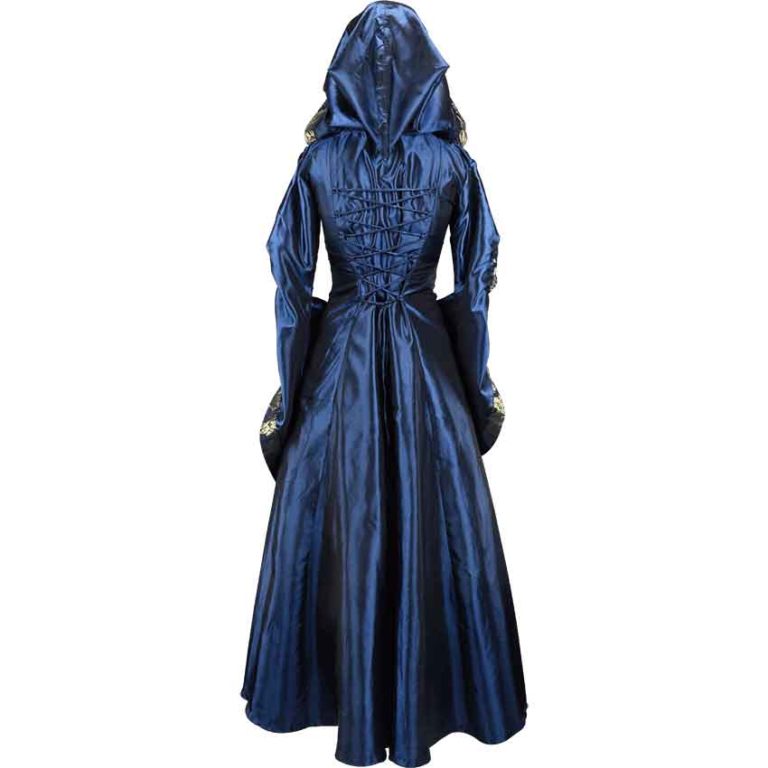 Alluring Damsel Dress with Hood – Blue with Gold