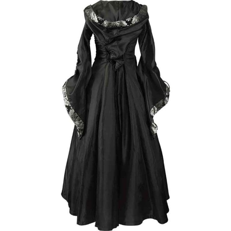 Alluring Damsel Dress with Hood – Black with Silver