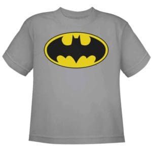Kids Classic Batman Logo Silver T-Shirt