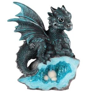 Blue Crystal Baby Dragon Statue