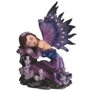 Resting Purple Flower Fairy Statue