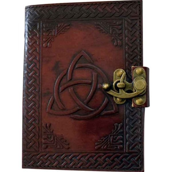 Triquetra Knot Embossed Leather Journal with Lock