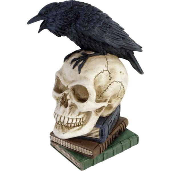 Nevermore Raven Skull Statue