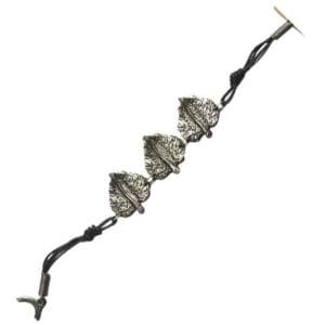 Antique Silver Round Leaf Bracelet