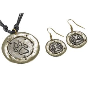 Silver Dog Paw Jewelry Set