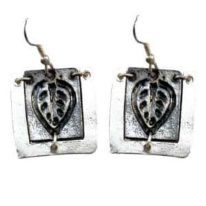 Silver Leaf Stamp Earrings
