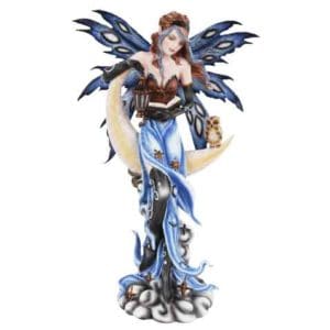 Crescent Moon Fairy and Owl Statue