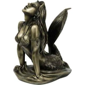 Bronze Sunbathing Mermaid Statue