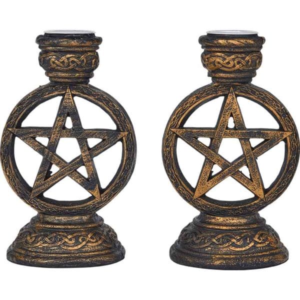 Bronze Pentacle Candleholder Set