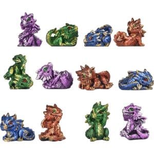 Set of 12 Mini Dragon Statues