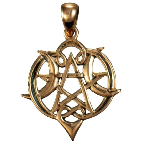 Small Copper Heart Pentacle Pendant