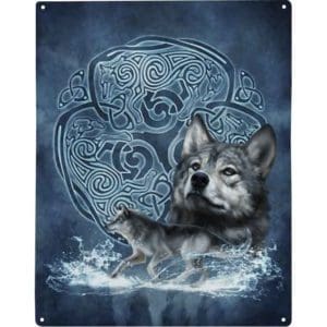 Celtic Wolf Metal Sign
