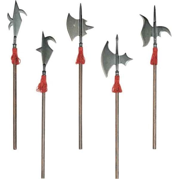 Miniature Halberd Set of 5 with Black Stand