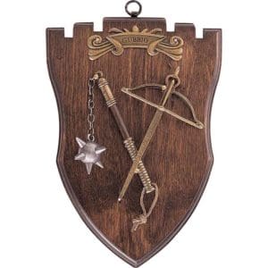 Miniature Flail and Crossbow Display Plaque