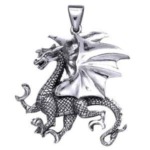 White Bronze Clawing Dragon Pendant