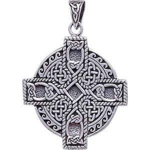 White Bronze Infinity Knot Cross Pendant