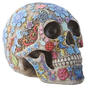 Colorful Floral Skull Statue