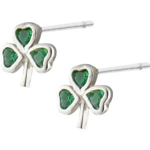 Green Gem Shamrock Stud Earrings
