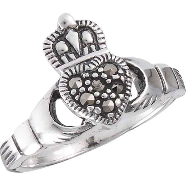 Silver Marcasite Claddagh Ring