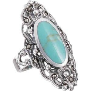 Ornate Turquoise Marcasite Ring