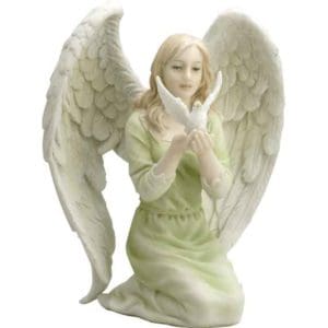 Kneeling Angel Holding Dove Statue
