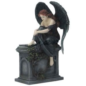 Gothic Angel Sitting on Grave Statue