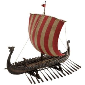 Red and White Viking Longship Replica