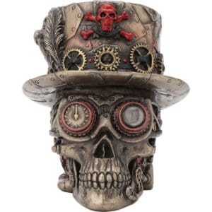 Steampunk Top Hat Skull Statue