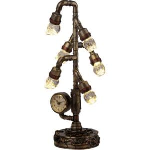 Steampunk Crystal Skull Clock Lamp