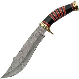 Striped Damascus Bowie with Stand